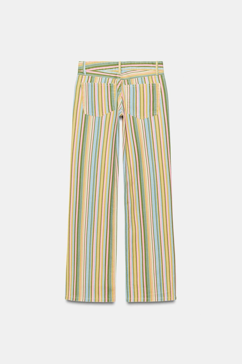 Low Rise Striped Wide Leg Jeans