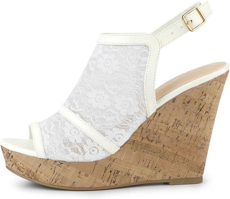Lace Platform Wedge Sandals