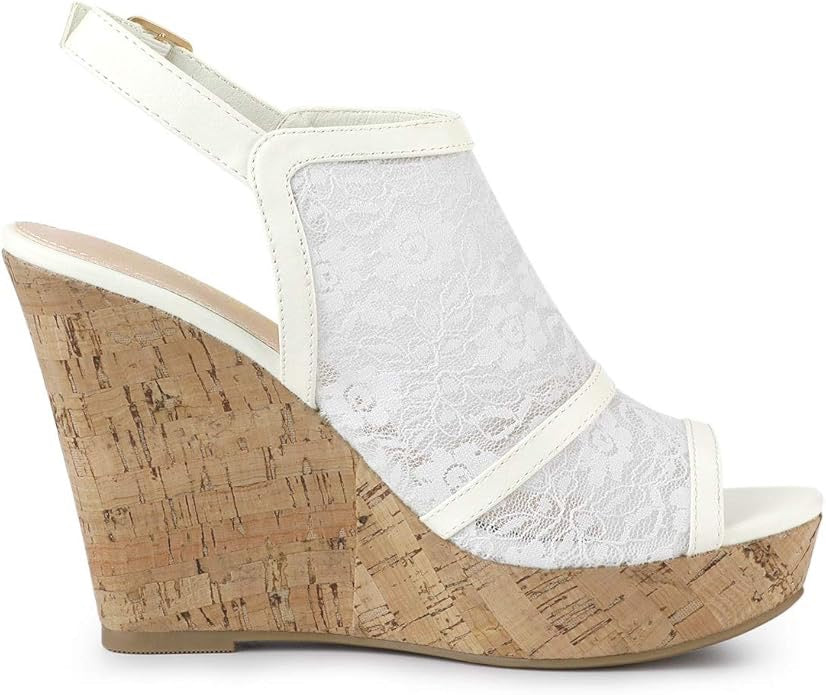 Lace Platform Wedge Sandals