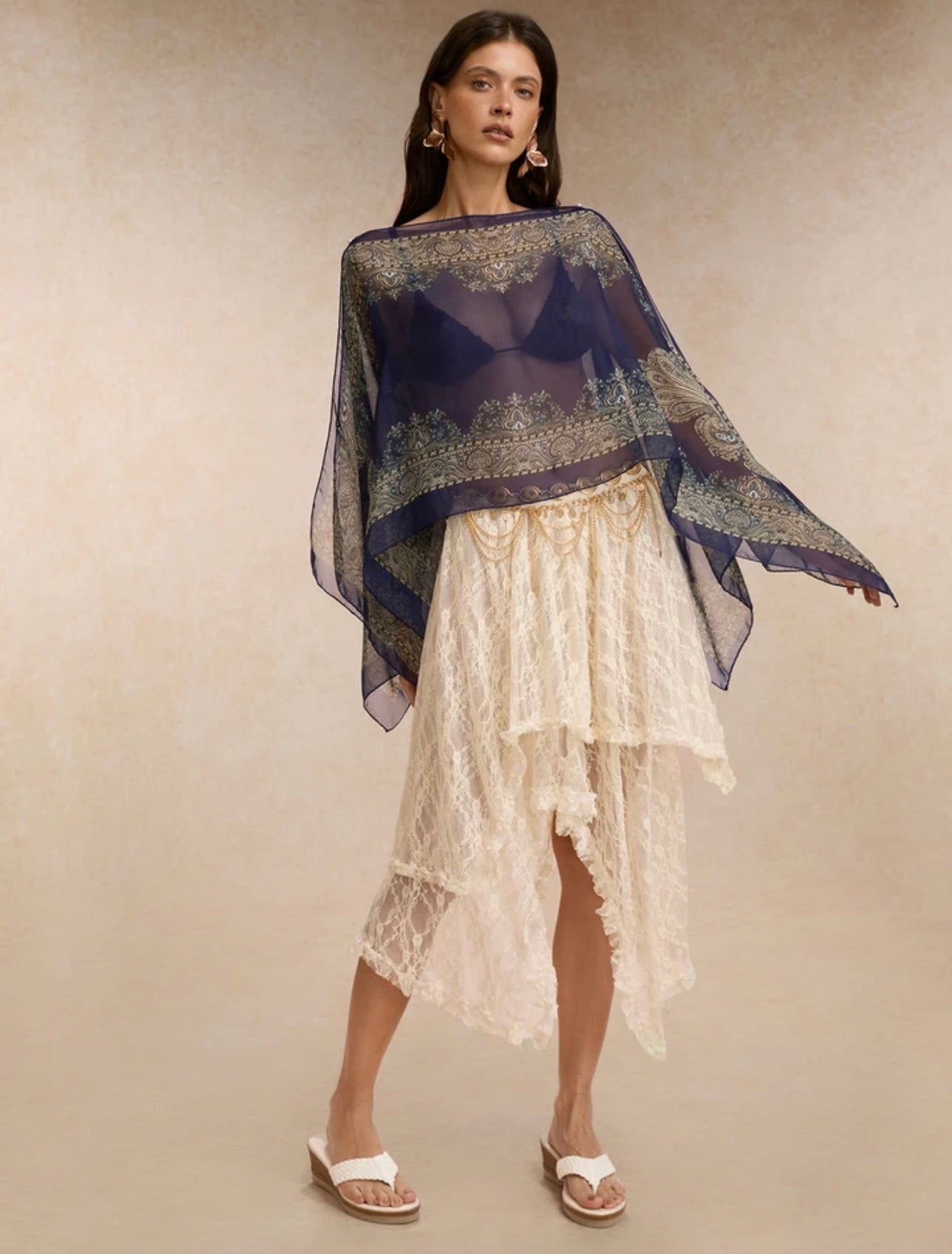 Vintage Botanical Chiffon Blouse