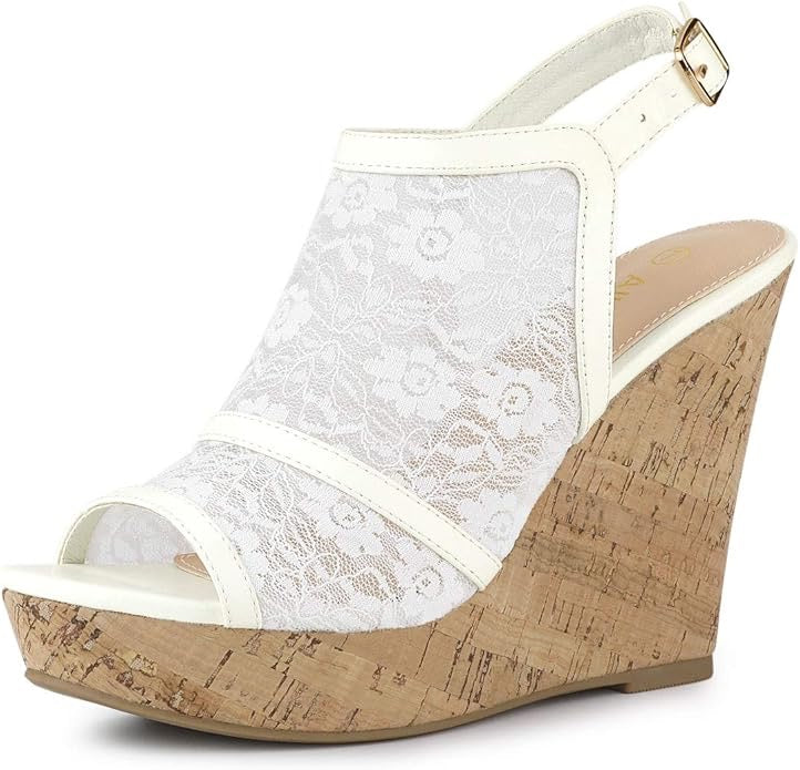 Lace Platform Wedge Sandals