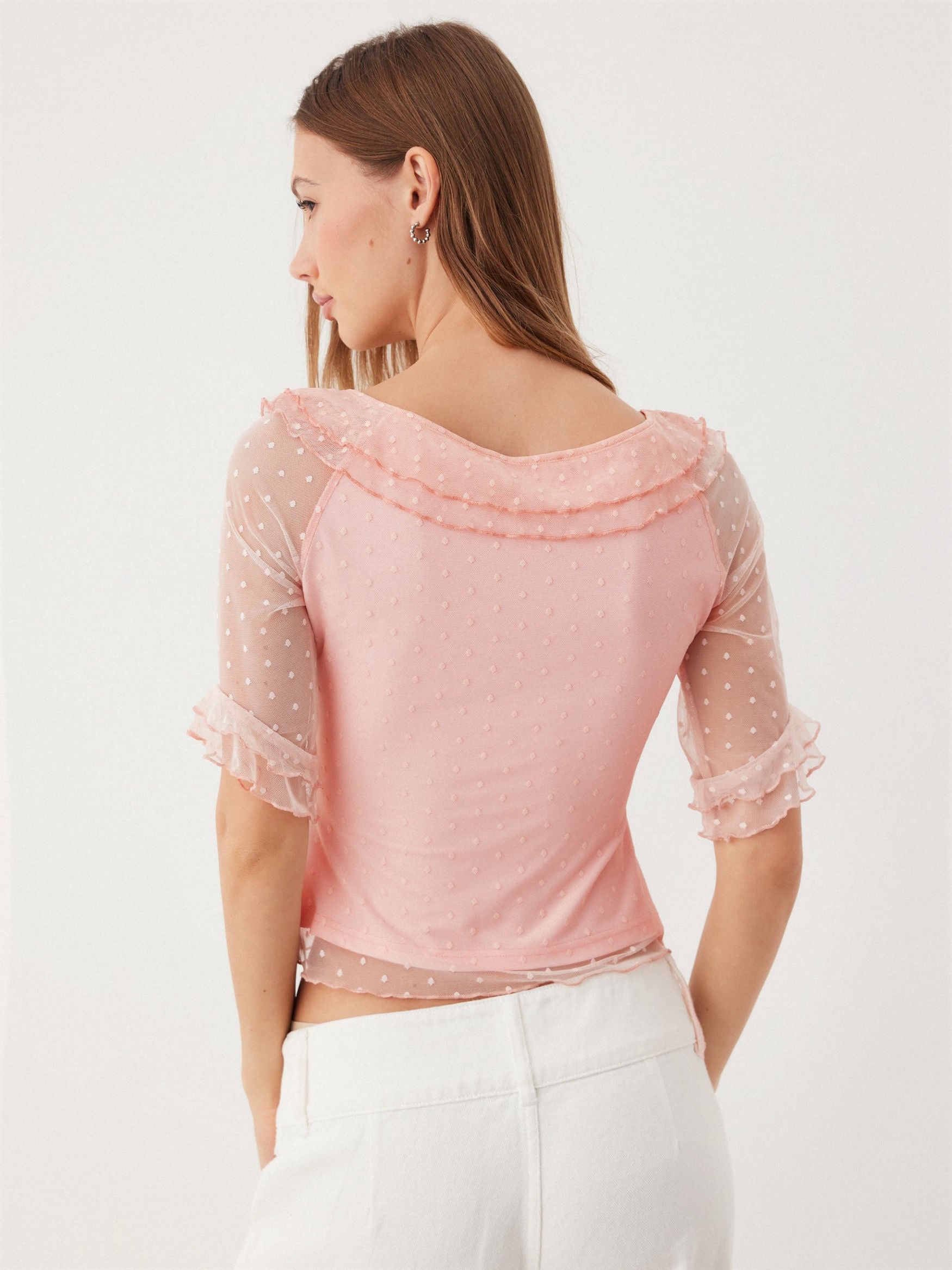 Polka Mesh Crop Top